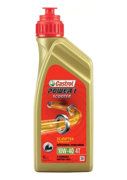 Castrol Power 1 Scooter 4t 10W-40 Tam Sentetik Motor Yağı 1 Litre